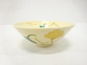 京焼　橋本紫雲造　金彩色絵　吹寄　茶碗